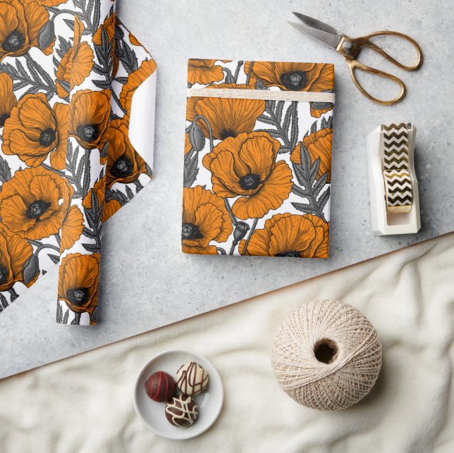 Papel De Presente Bolhas de laranja em branco (Artesanato)