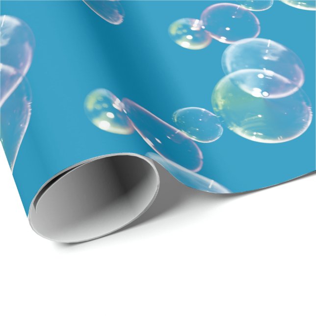 Papel De Presente Bolhas De Sabão Azul (Ponta do rolo)