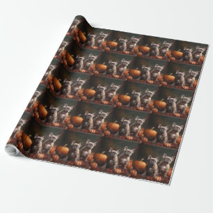 Papel De Presente Boliche Francês Puppy Autumn Delight Pumpkin