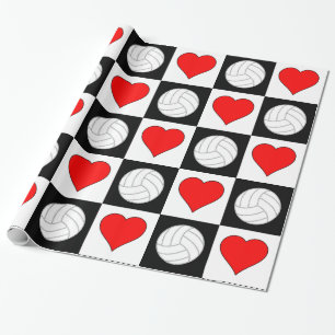 Papel De Presente Boliches e Corações em Preto e Branco
