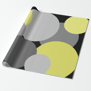 Papel De Presente Bolinhas amarelas e Cinzas