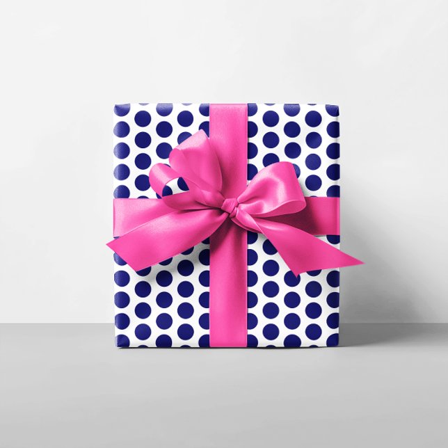 Papel De Presente Bolinhas azuis escuras (Blue Dots Gift Wrap)
