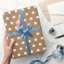 Papel De Presente bolinhas bege