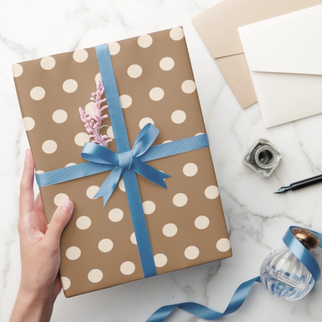 Papel De Presente bolinhas bege (Presentear)