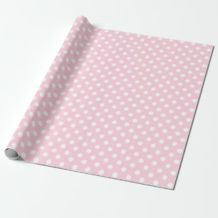 Papel De Presente Bolinhas branca no espaço médio das Rosas claro