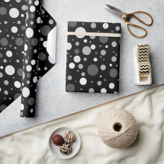 Papel De Presente Bolinhas brancas e pretas
