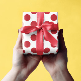 Papel De Presente Bolinhas brancas e vermelhas