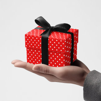 Papel De Presente Bolinhas brancas e vermelhas