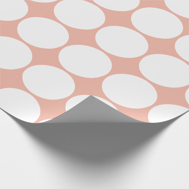 Papel De Presente Bolinhas brancas em Peach (Ponta)