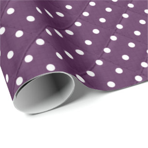 Papel De Presente bolinhas brancas em roxo