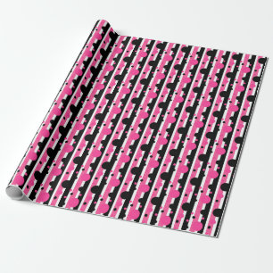 Papel De Presente Bolinhas brancas, pretas e cor-de-rosa