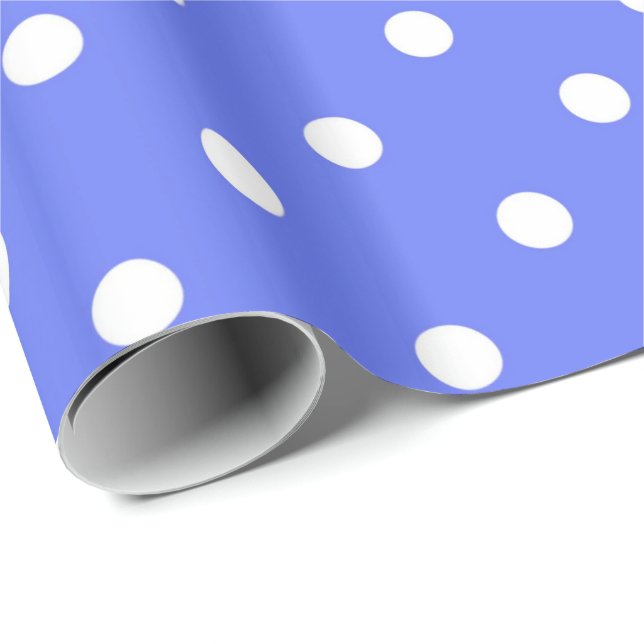 Papel De Presente Bolinhas clássicas, legal, brancas e azuis (Ponta do rolo)