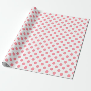 Papel De Presente Bolinhas corais e brancas