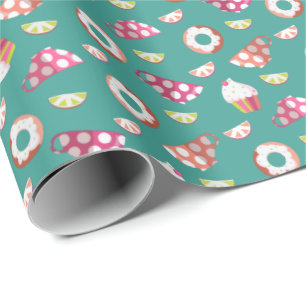 Papel De Presente bolinhas Cups Cakes Rosquinhas Limões Toranjas