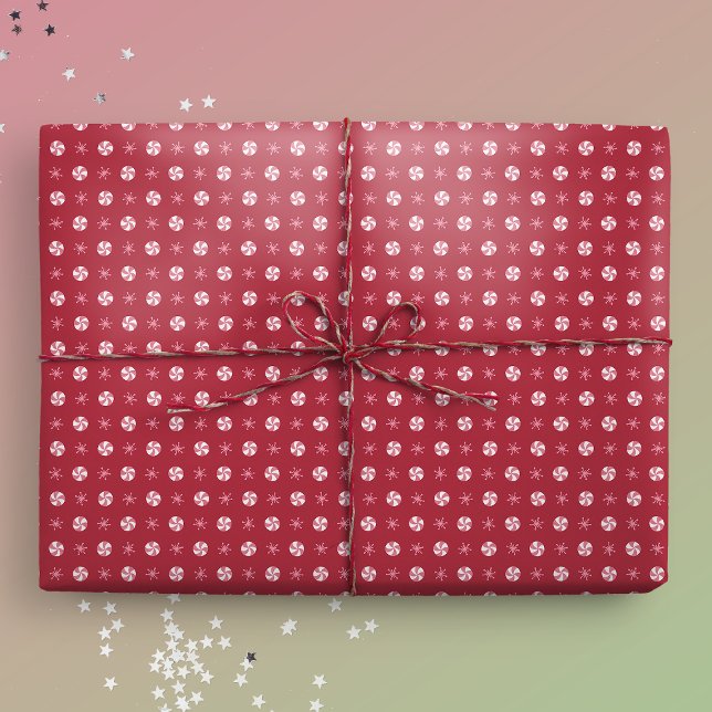 Papel De Presente Bolinhas de flocos de neve com hortelã-pimenta de  (Gift Mockup)