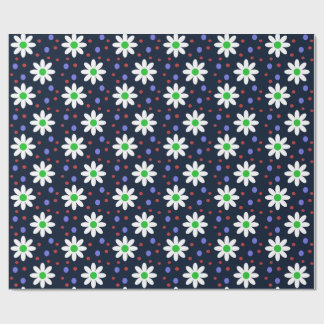 Papel De Presente bolinhas de margarida azul marinho