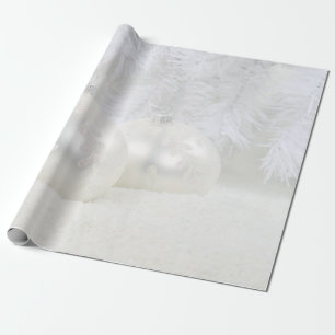 Papel De Presente Bolinhas de Natal Brancas Elegantes Feriado