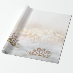 Papel De Presente Bolinhas de Natal Brancas Elegantes Feriado