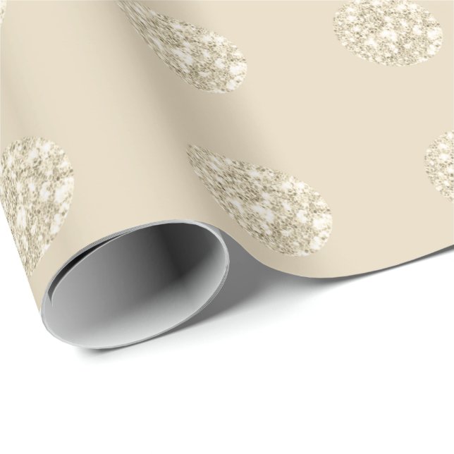 Papel De Presente Bolinhas Glitter Sparkly Creamy Pastel Ivory (Ponta do rolo)