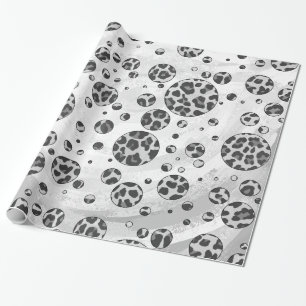 Papel De Presente Bolinhas Leopardo Preto e Branco
