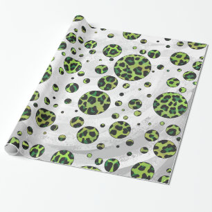 Papel De Presente Bolinhas Leopardo Preto e Verde