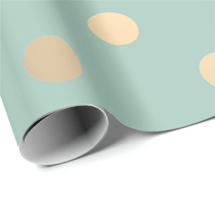 Papel De Presente Bolinhas Mint Green Pastel Foxier Dourado Ivory