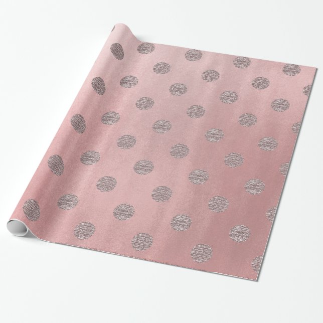 Papel De Presente Bolinhas Modernas de Glama Rosa-Dourado rosas (Desenrolado)
