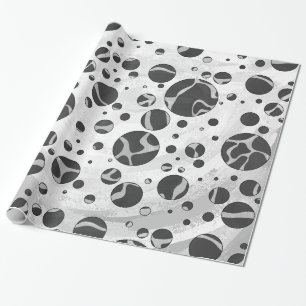 Papel De Presente Bolinhas Negra e Cinza Leve da Giraffe