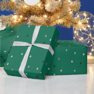 Papel De Presente Bolinhas prateadas em verde