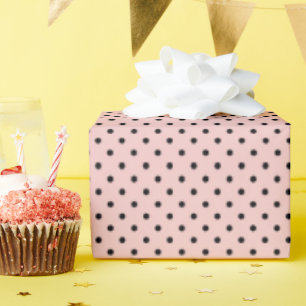 Papel De Presente Bolinhas preta rosa