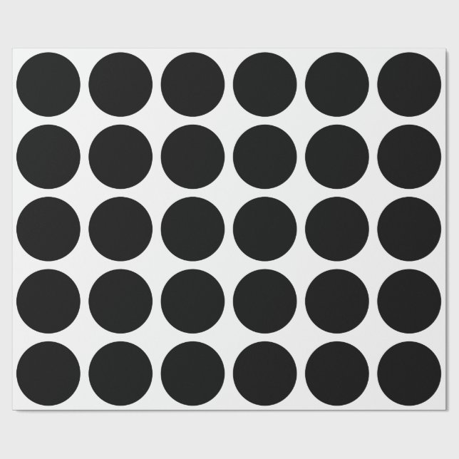 Papel De Presente Bolinhas Pretas Grande Padrão Geométrico Branco (Aberto)
