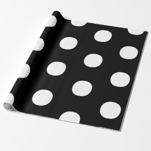 Papel De Presente Bolinhas Preto branco grande e brilhante padrão