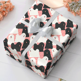 Papel De Presente Bolinhas rosa-branca-poli