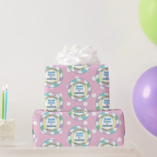 Papel De Presente Bolinhas rosa de entrega especial de coelho da Pás