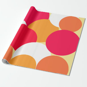 Papel De Presente Bolinhas rosa, laranja e amarela