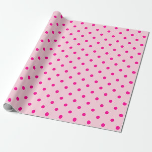 Papel De Presente Bolinhas rosa quente em espaço grande da Rosa cla
