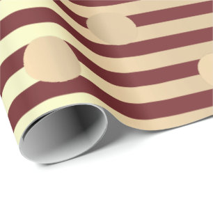 Papel De Presente Bolinhas Stripes Champaigne Dourado Borgonha Maroo