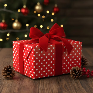 Papel De Presente Bolinhas vermelha e branca