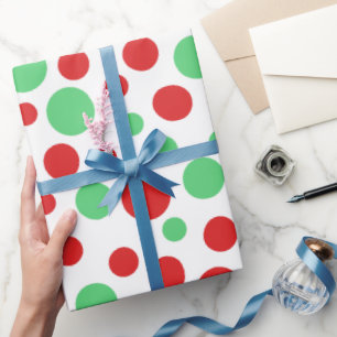 Papel De Presente Bolinhas vermelhas e verdes de Natal