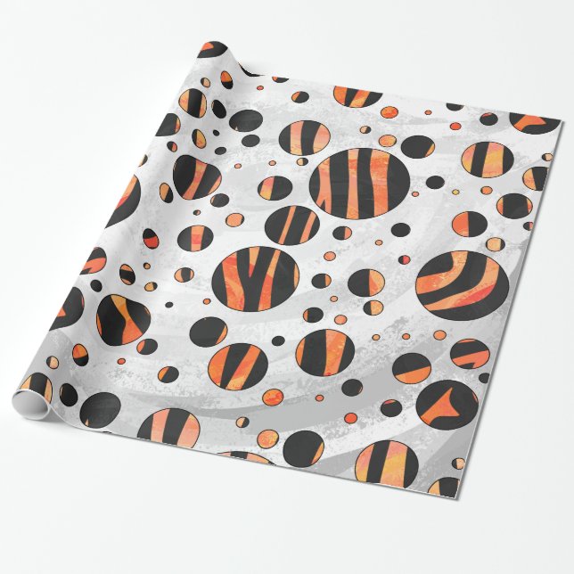 Papel De Presente Bolinhas Zebra Black e Orange (Desenrolado)
