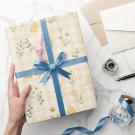 Papel De Presente Bolinho de Mel Flor de Girassol Primeiro Aniversár