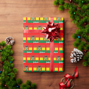 Papel De Presente Bolívia Wrappaper, Red Xmas, Bandeira Bolívia