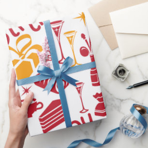 Papel De Presente Bolo De Aniversário Champanhe Presente Pat