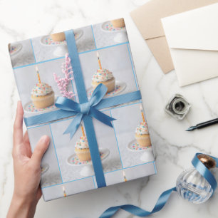 Papel De Presente Bolo de Aniversário com uma Vela