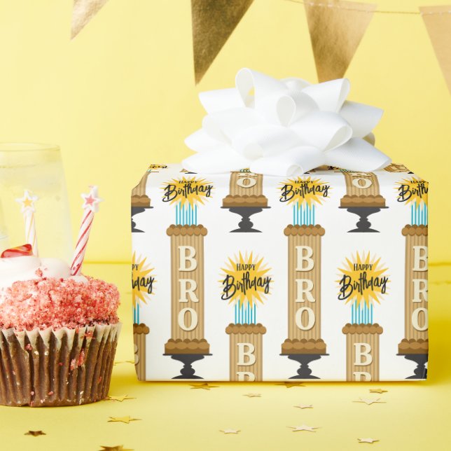 Papel De Presente Bolo de Aniversário de Chocolate Alto Irmão (Festa de aniversário)