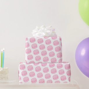 Papel De Presente Bolo de Aniversário Desenhado à Mão Cor-de-Rosa An