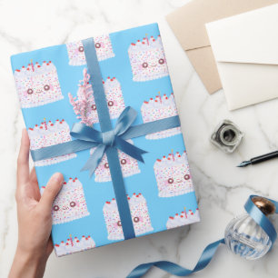 Papel De Presente Bolo de Aniversário do Glacé Branco