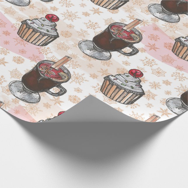 Papel De Presente Bolo de Natal aquarela desenhado à mão (Ponta)
