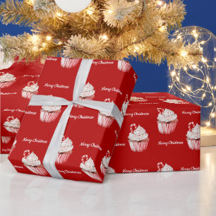 Papel De Presente Bolo de Natal com Cane de Açúcar
