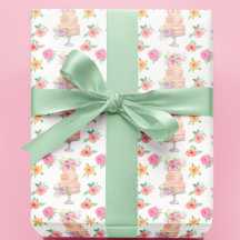Bolo Empilhado em Aquarela Chic Com Padrão de Rosa